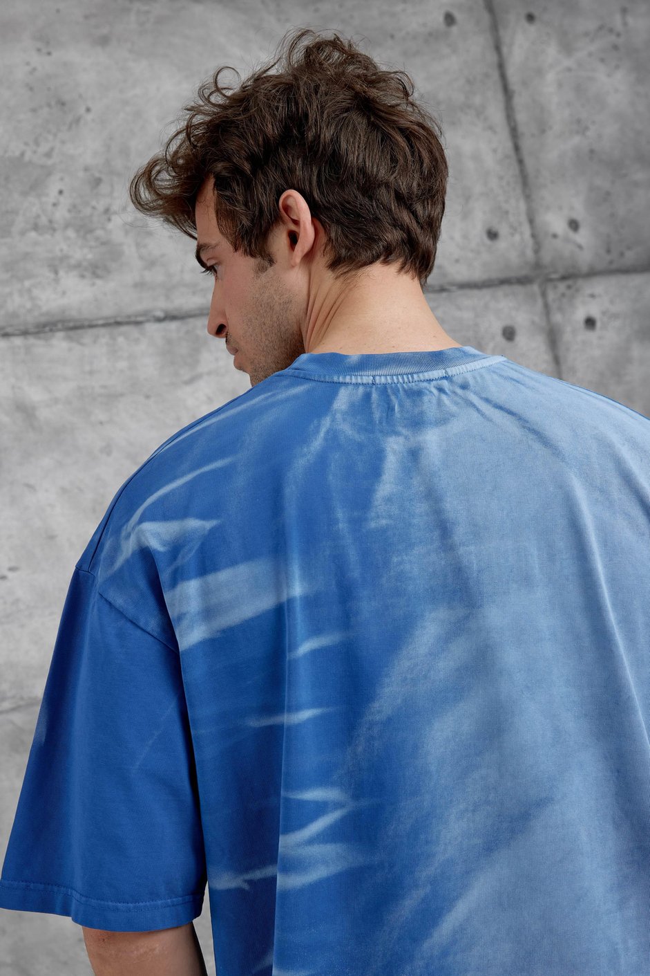 Mavi Spirit&Speed Yazılı Yıkamalı Oversize Tshirt