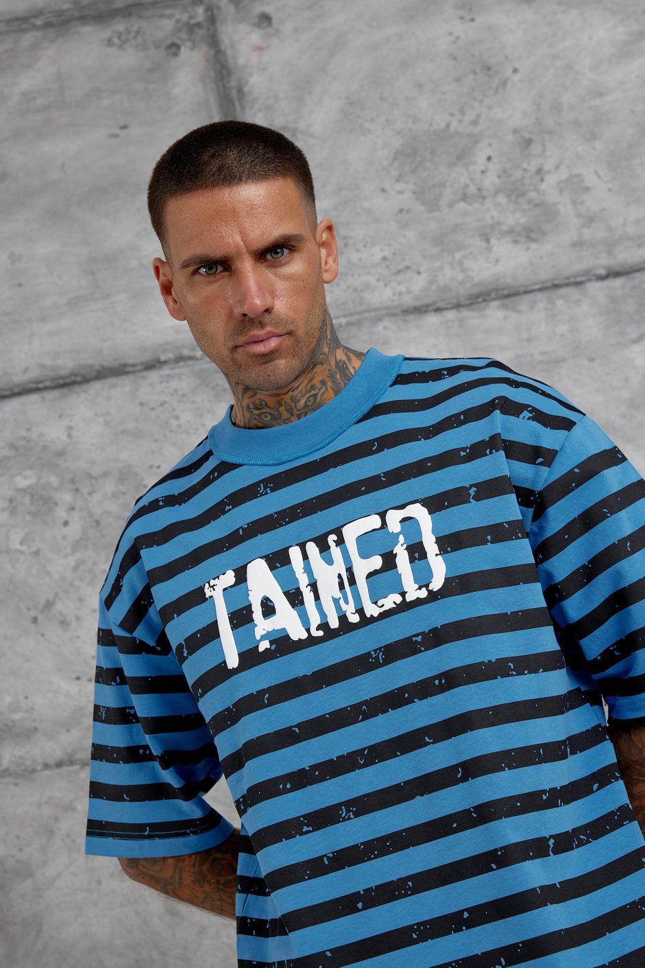 Mavi Tained Baskılı Oversize Tshirt