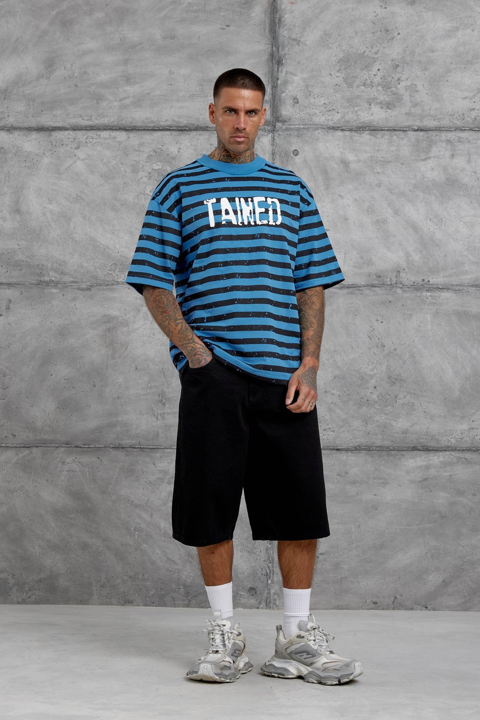 Mavi Tained Baskılı Oversize Tshirt