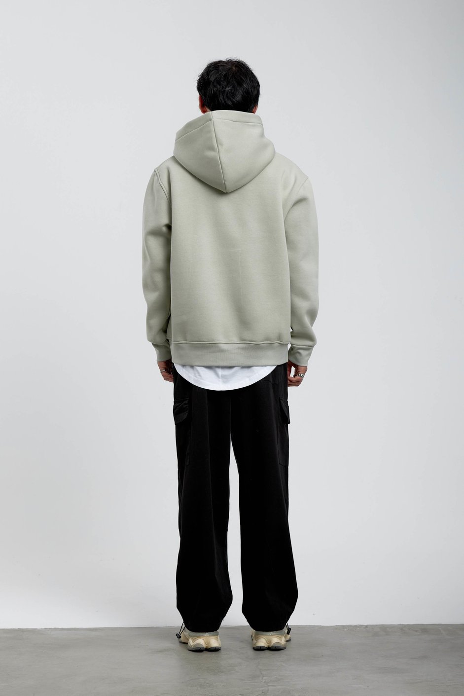 Mint Yeşili El Baskılı Kapüşonlu Sweatshirt
