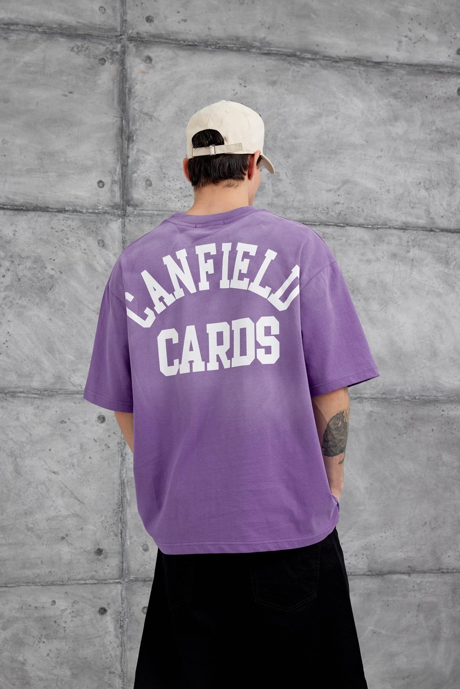 Mor Canfield Card Yazılı Oversize Tshirt