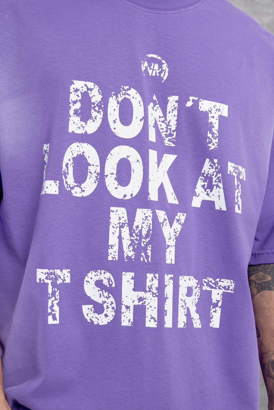 Mor Dont Look At My Tshirt Yazılı Oversize Tshirt