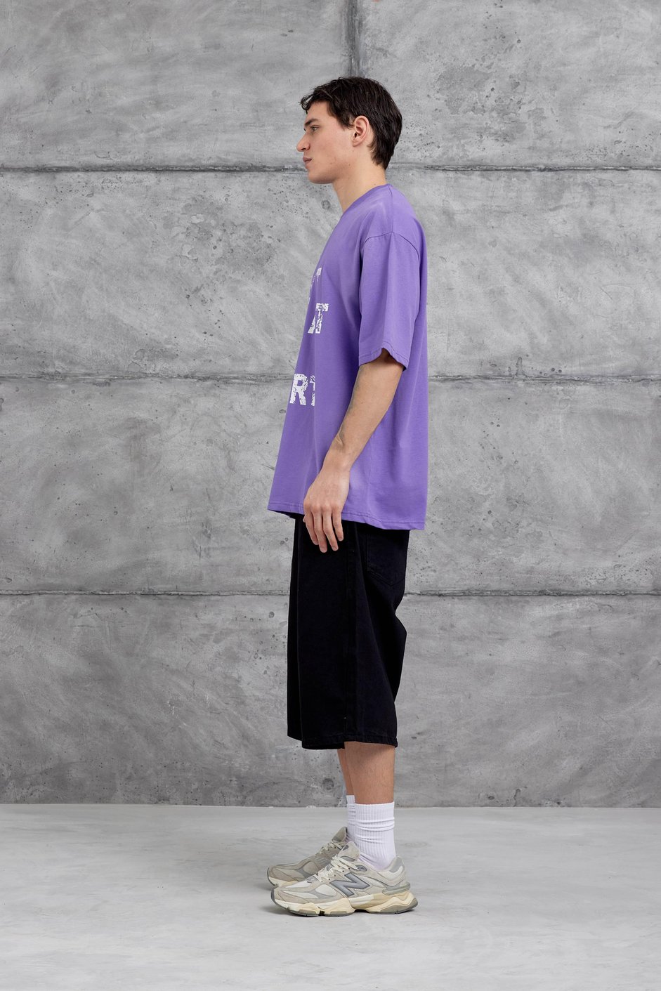 Mor Dont Look At My Tshirt Yazılı Oversize Tshirt