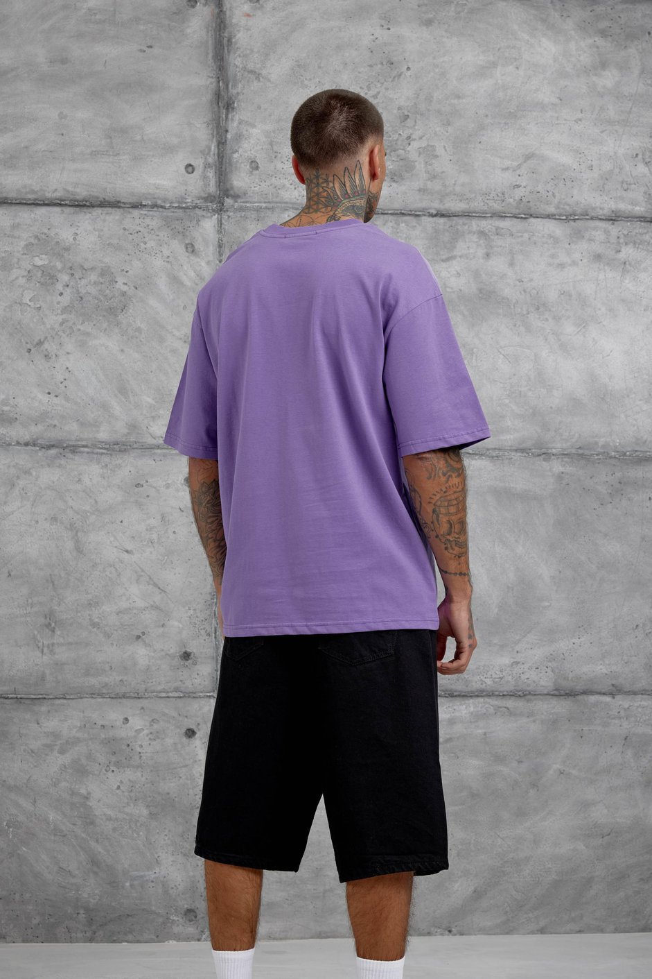 Mor Gabserine Yazılı Oversize Tshirt