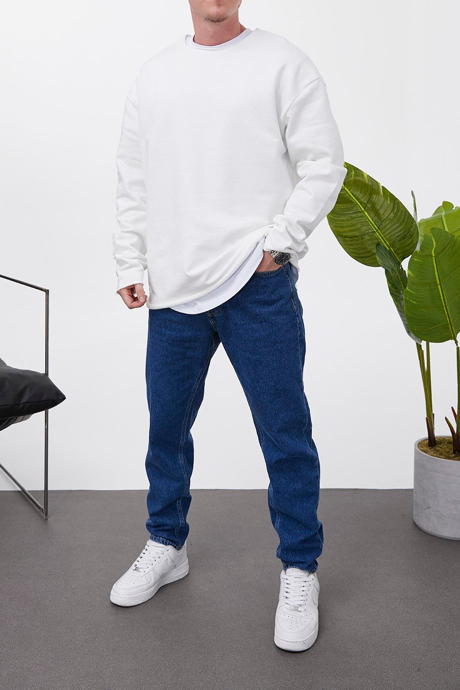 Nomarc Pis Yaka Beyaz Sweatshirt