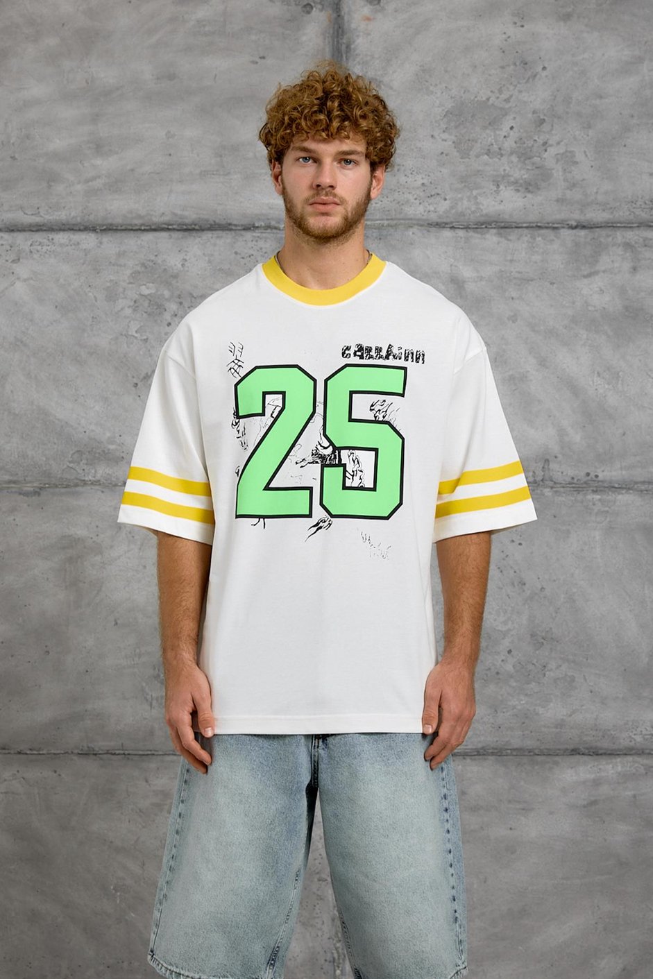 Sarı 25 BASKI OVERSIZE TSHIRT