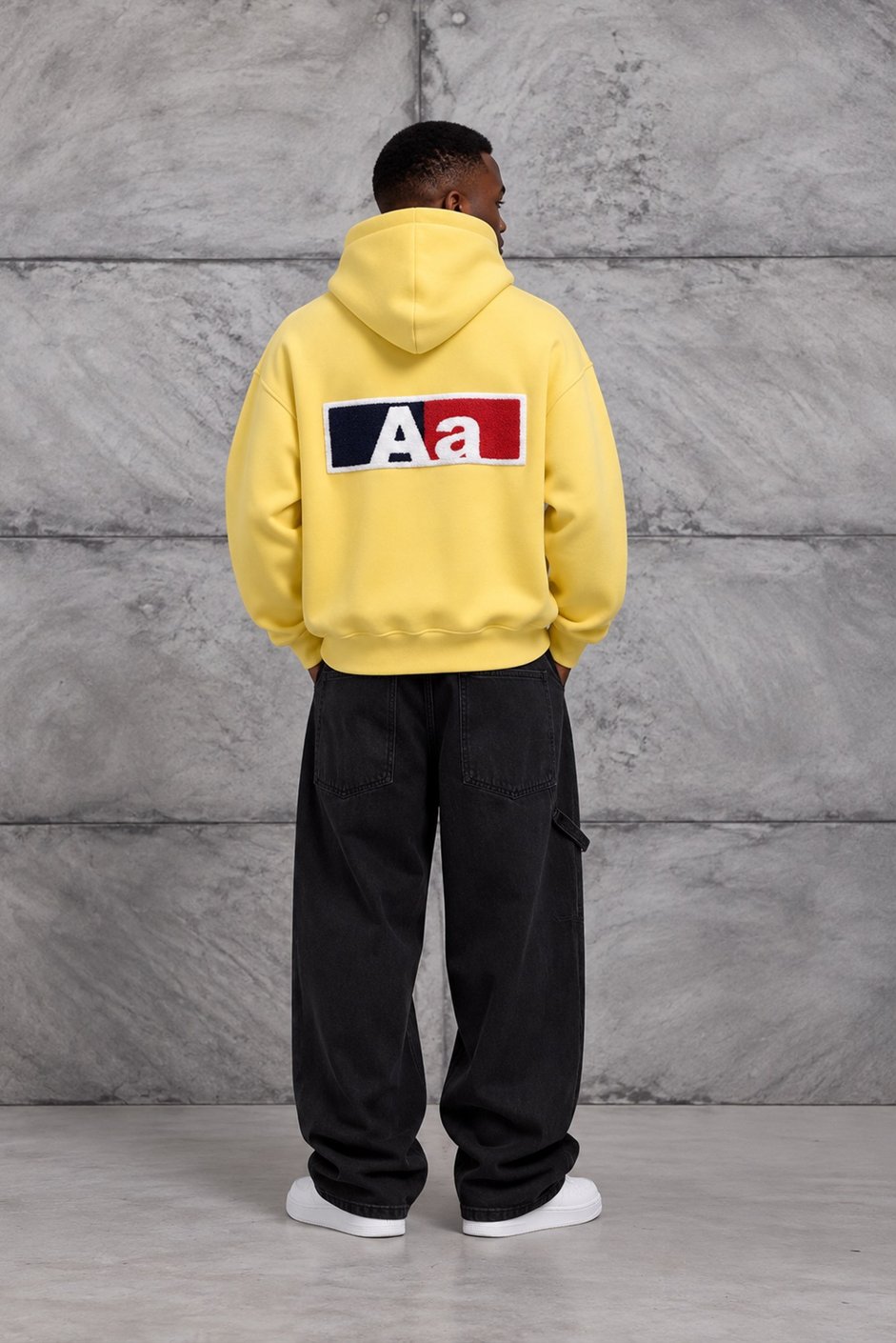 Sarı Aa BASKI KAPÜŞONLI OVERSIZE SWEATSHIRT