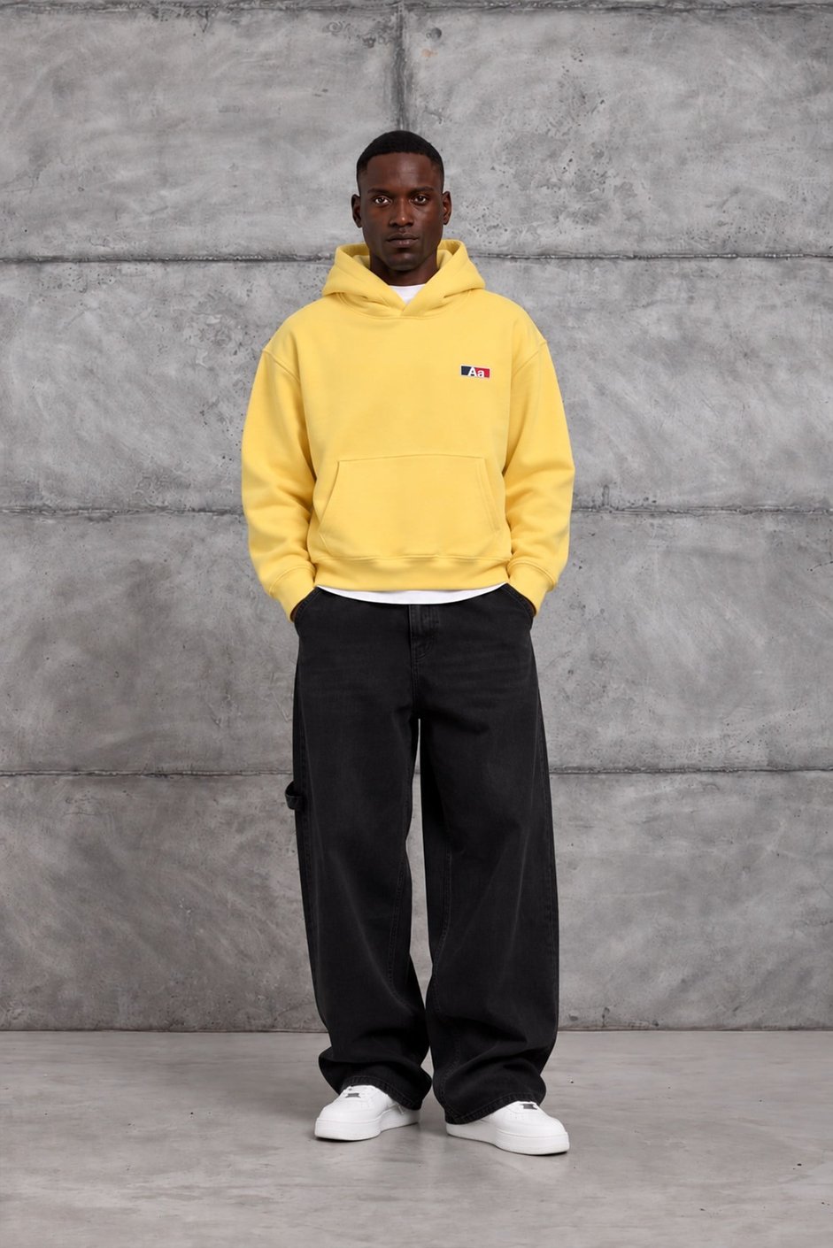Sarı Aa BASKI KAPÜŞONLI OVERSIZE SWEATSHIRT
