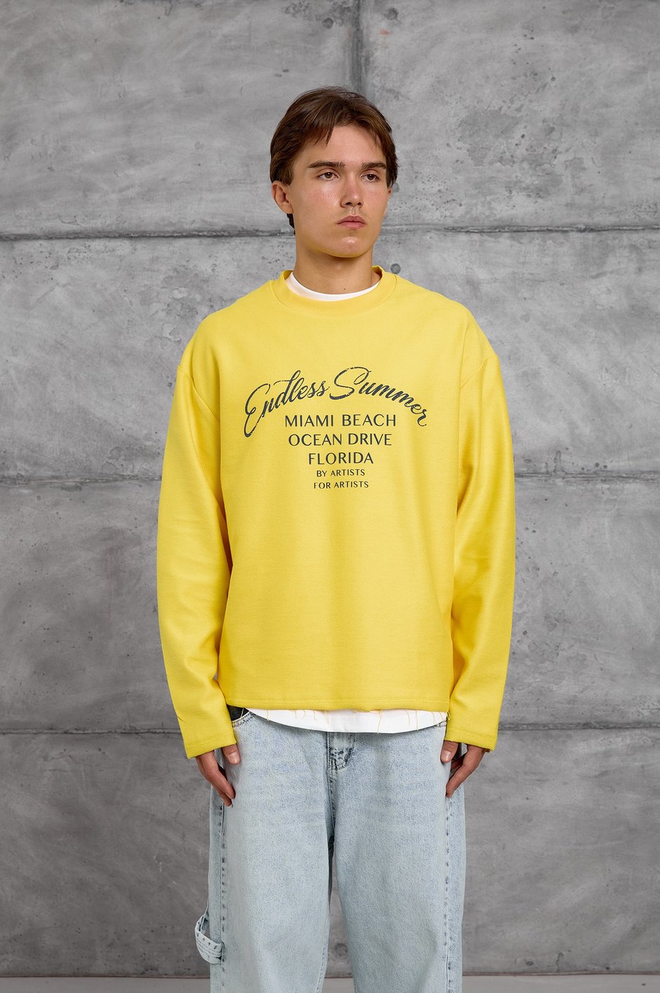 Sarı BASKILI DOKUMA KUMAŞ SWEATSHIRT