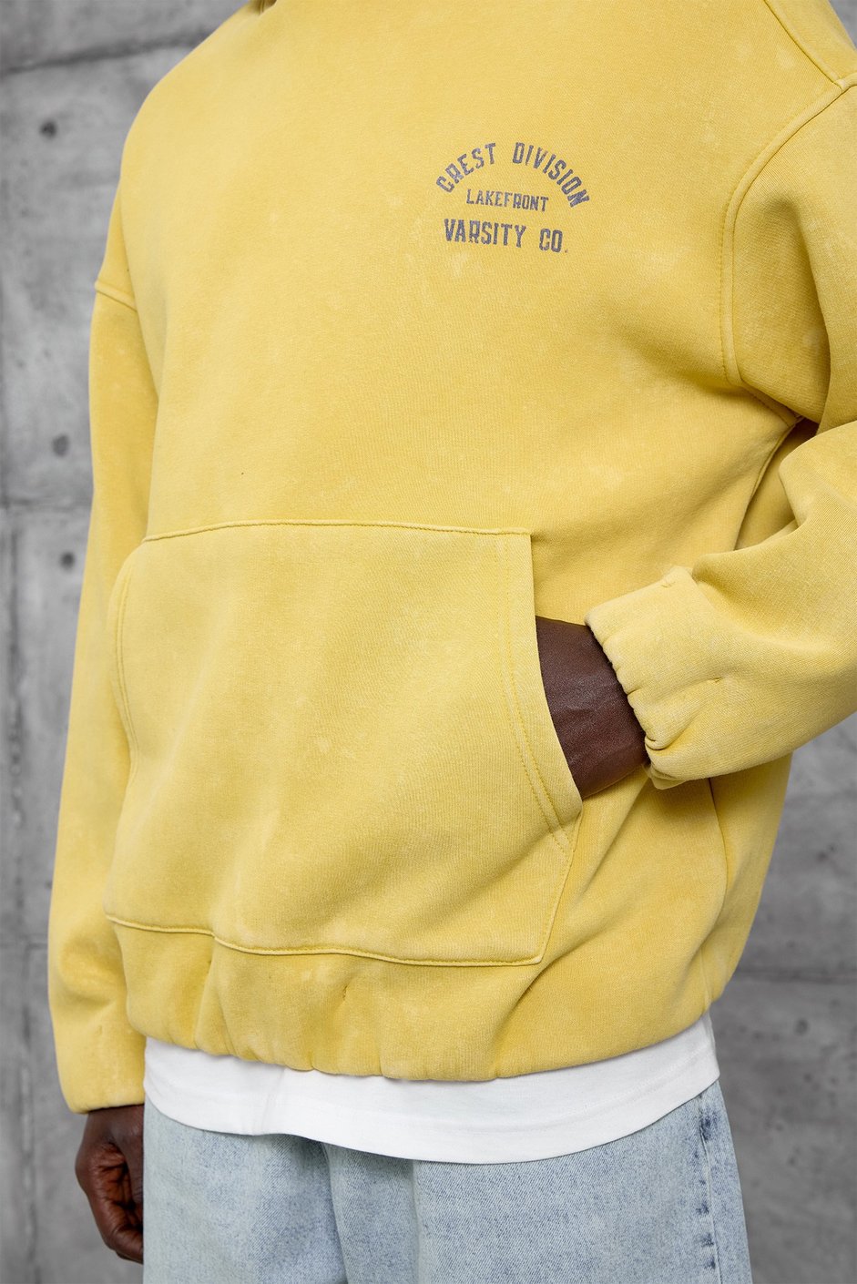 Sarı CRET DIVISION BASKI YIKAMALI OVERSIZE SWEATSHIRT