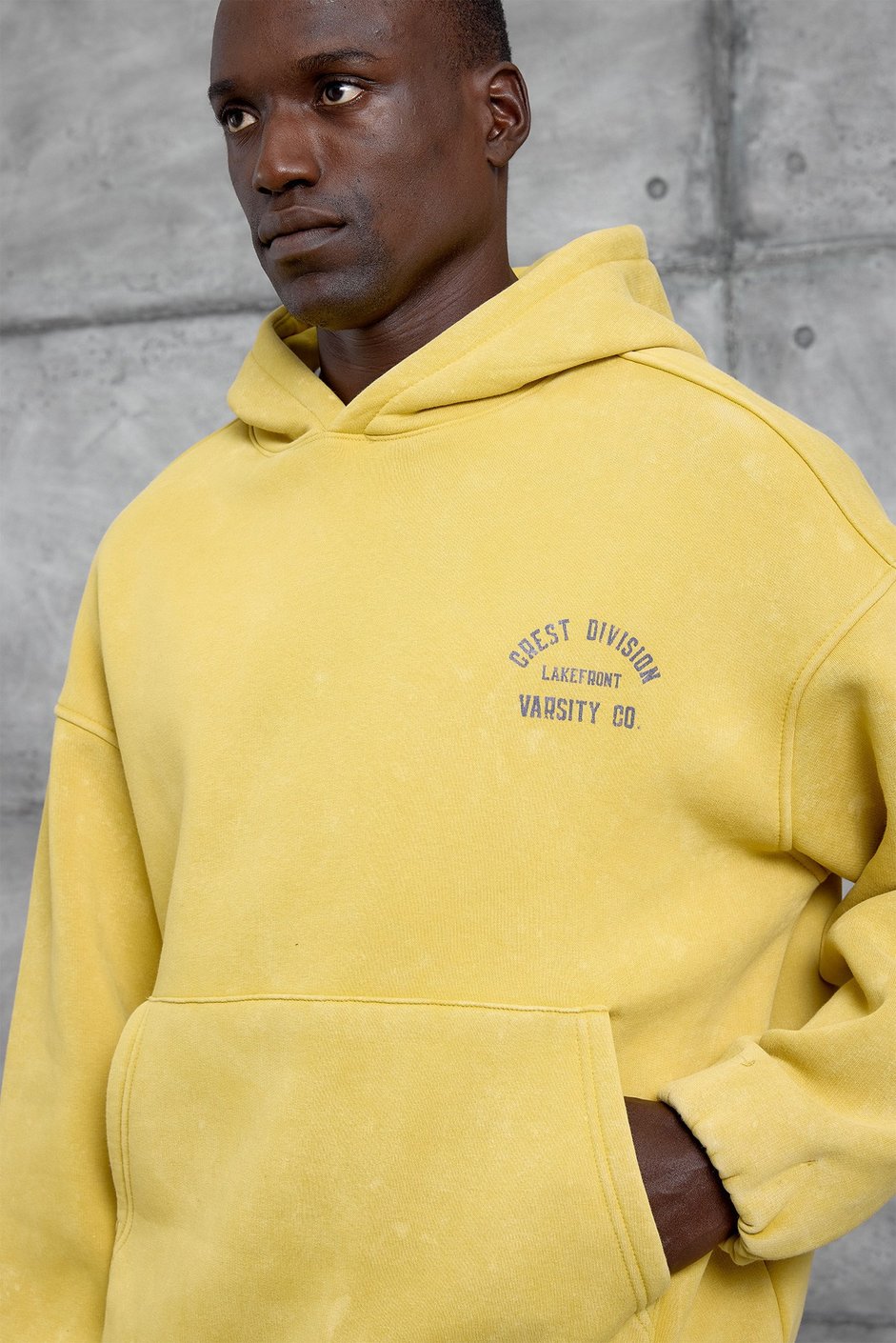 Sarı CRET DIVISION BASKI YIKAMALI OVERSIZE SWEATSHIRT