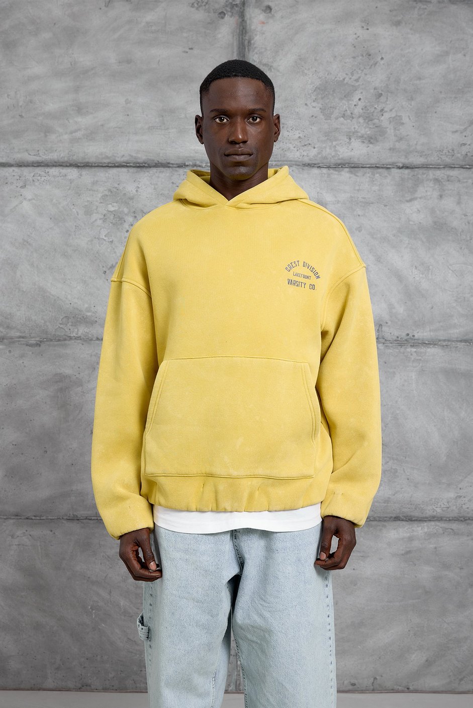 Sarı CRET DIVISION BASKI YIKAMALI OVERSIZE SWEATSHIRT