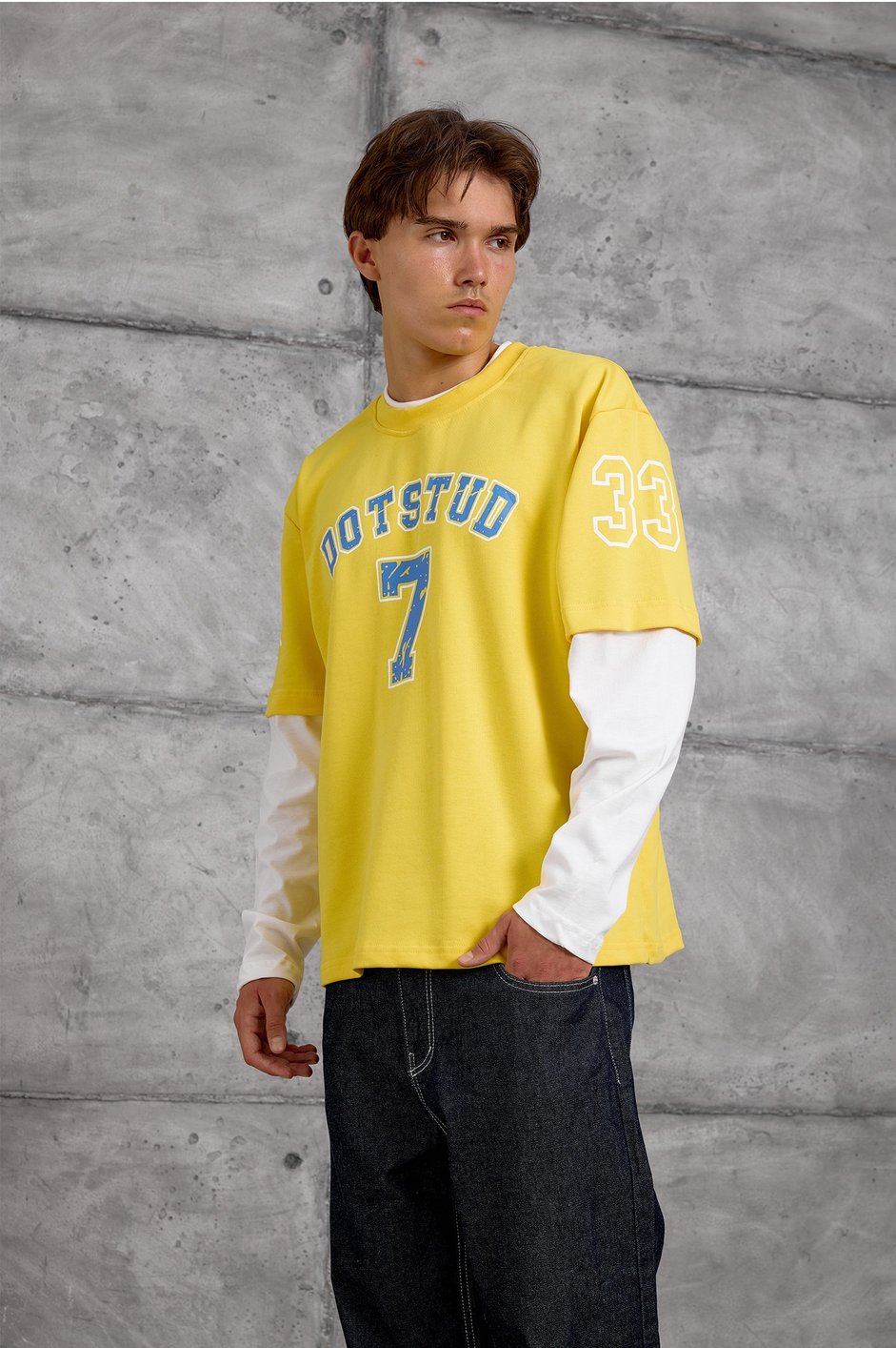 Sarı DOTSTUD 7 BASKILI OVERSIZE SWEATSHIRT
