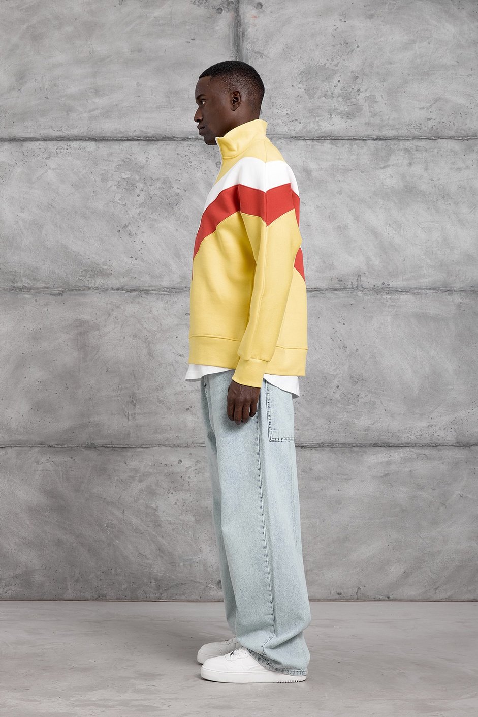 Sarı YARIM FERMUAR ŞARDONLU SWEATSHIRT