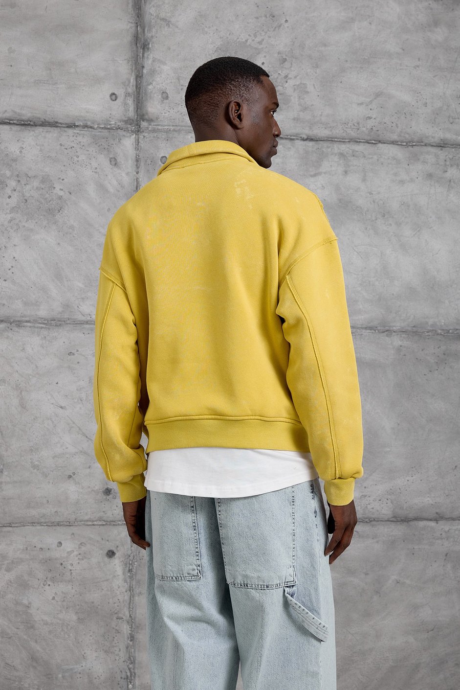 Sarı YARIM FERMUARLI ŞARDONLU SWEATSHIRT