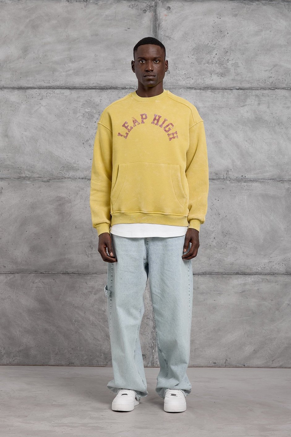 Sarı YIKAMALI KUMAŞ OVERSIZE SWEATSHIRT