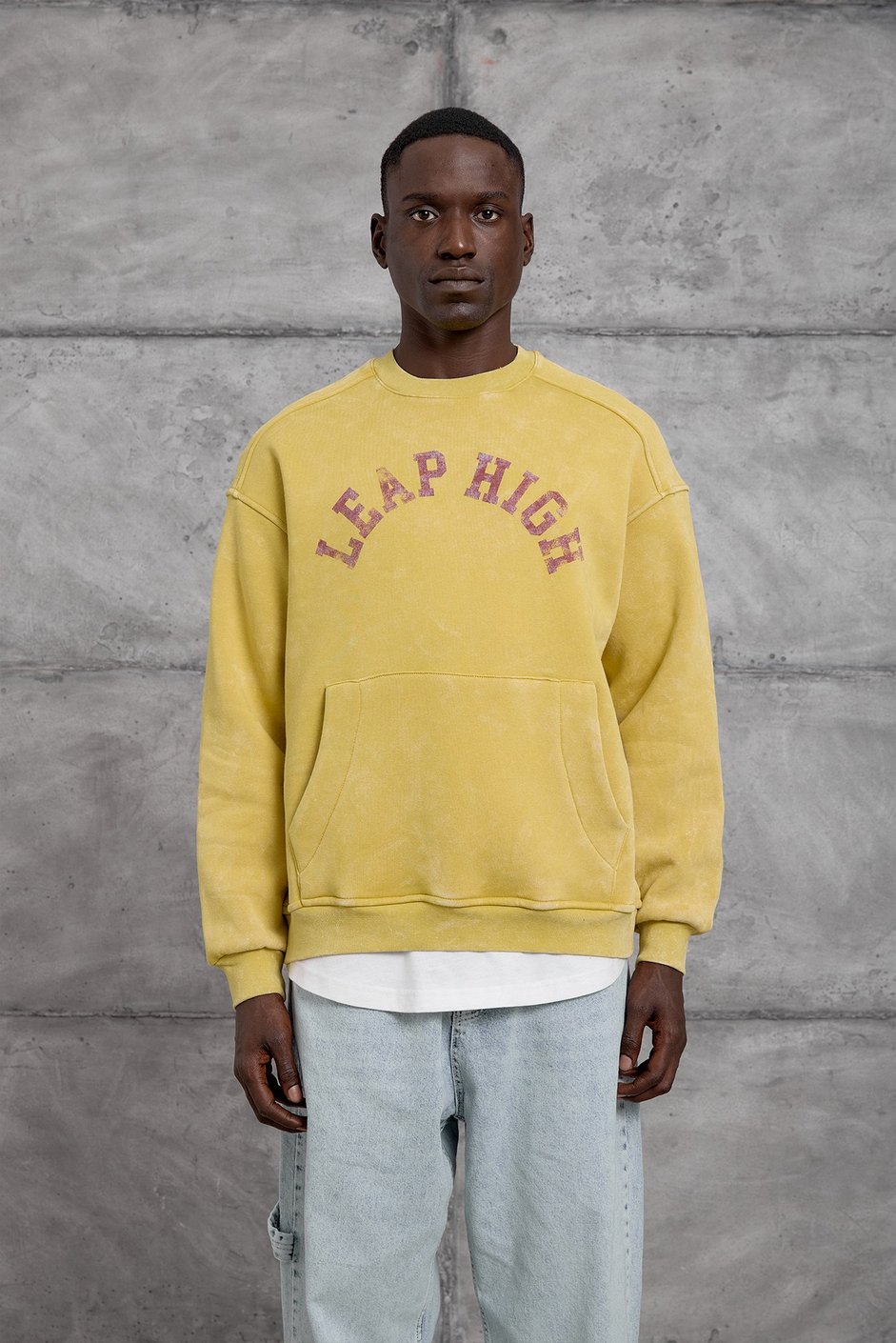 Sarı YIKAMALI KUMAŞ OVERSIZE SWEATSHIRT