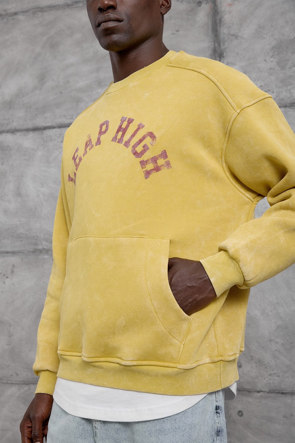 Sarı YIKAMALI KUMAŞ OVERSIZE SWEATSHIRT