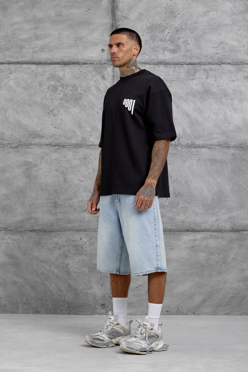 Siyah 0001 Yazılı Oversize Tshirt