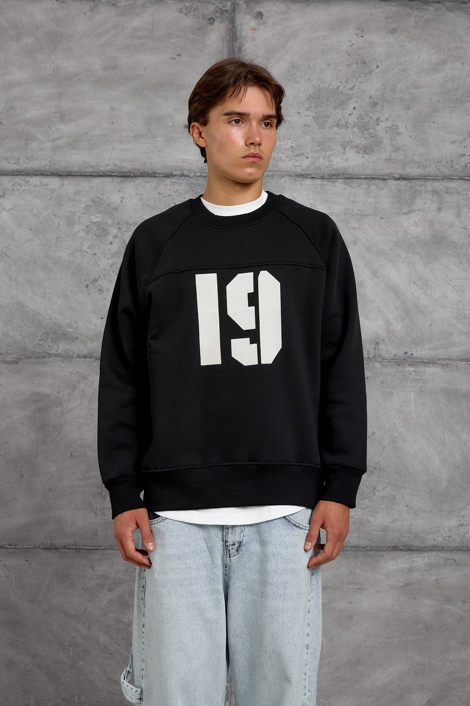 Siyah 19 BASKILI OVERSIZE SWEATSHIRT
