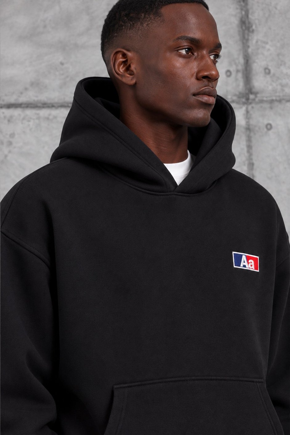 Siyah Aa BASKI KAPÜŞONLI OVERSIZE SWEATSHIRT