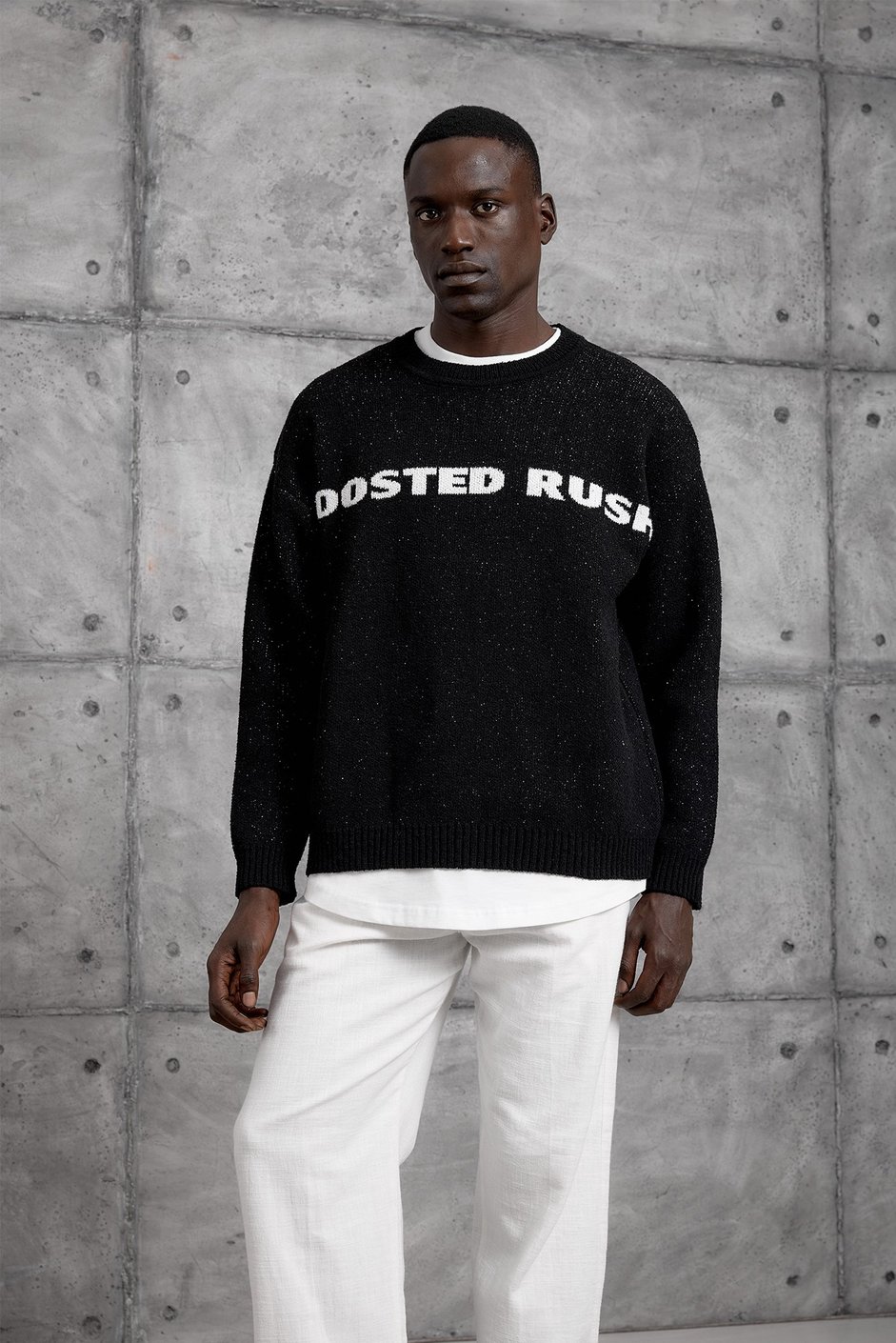 Siyah BOOSTED YAZILI TRİKO SWEATSHIRT