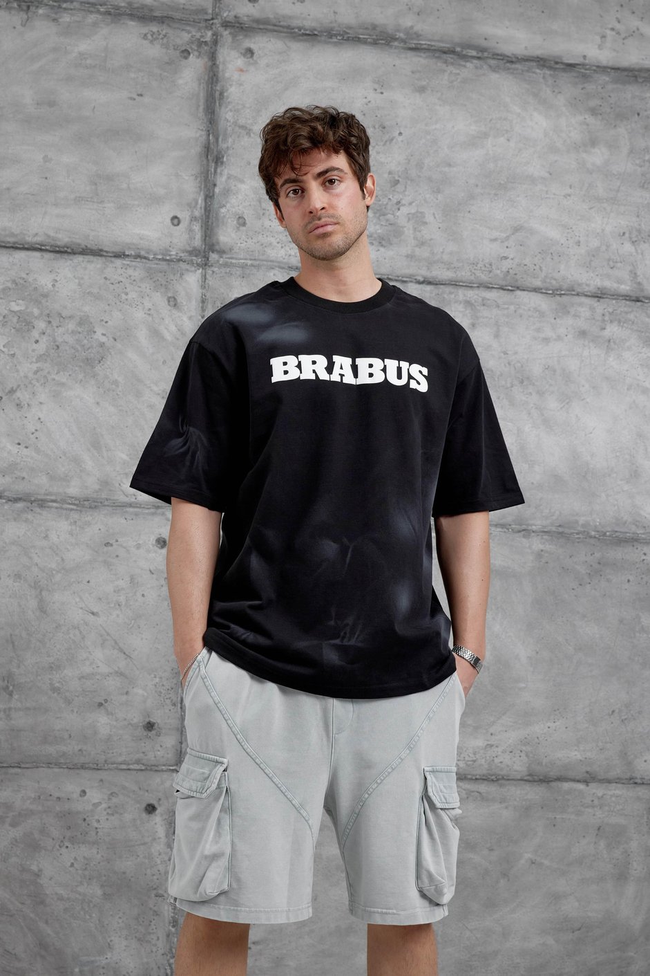Siyah Brabus Yazılı Oversize Tshirt
