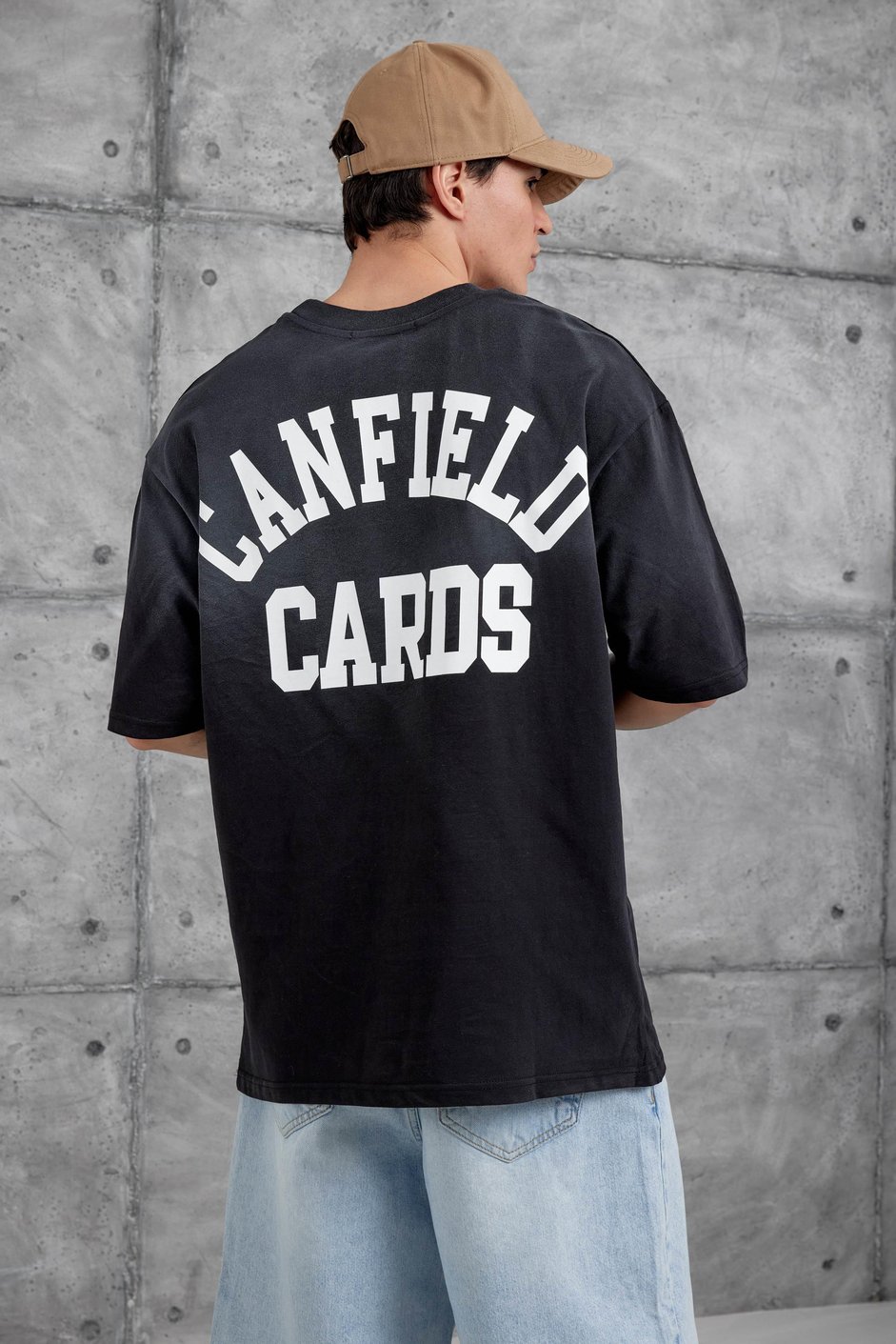 Siyah Canfield Card Yazılı Oversize Tshirt