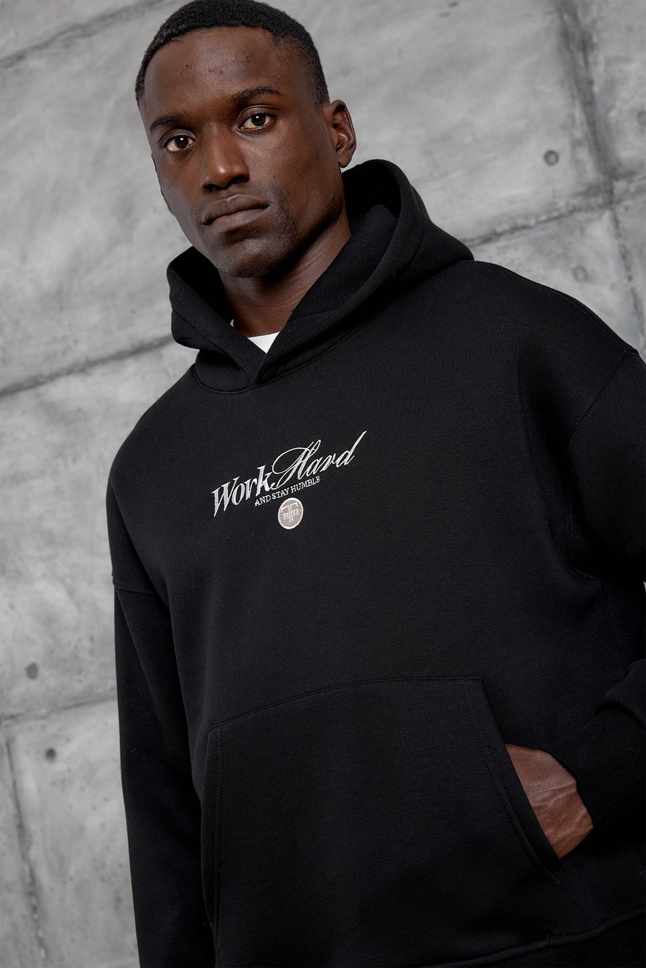 Siyah CAR BASKI KAPÜŞONLU OVERSIZE SWEATSHIRT