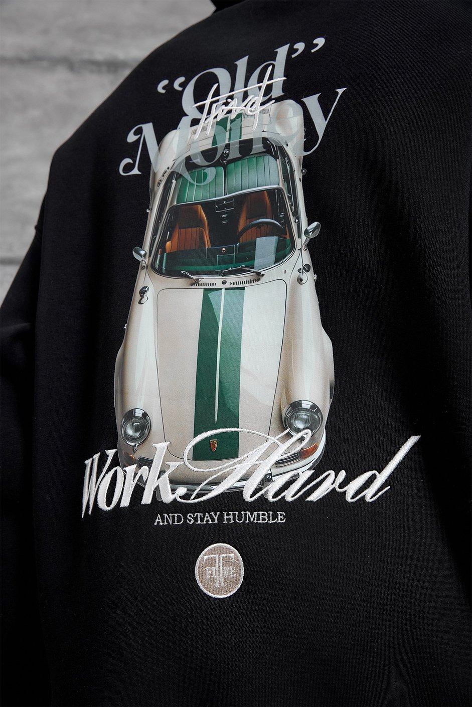 Siyah CAR BASKI KAPÜŞONLU OVERSIZE SWEATSHIRT