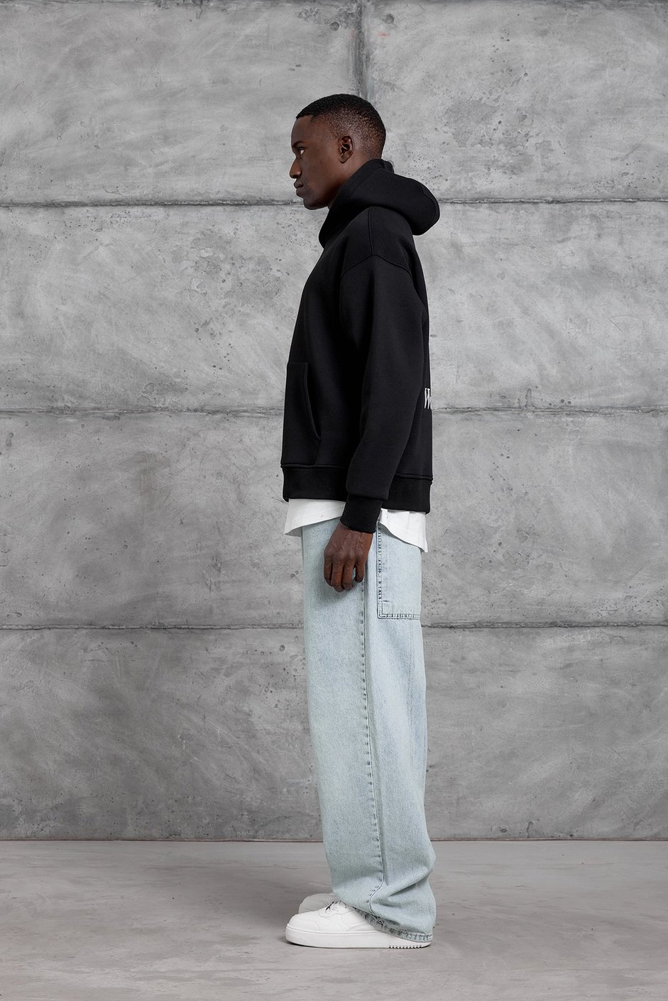 Siyah CAR BASKI KAPÜŞONLU OVERSIZE SWEATSHIRT