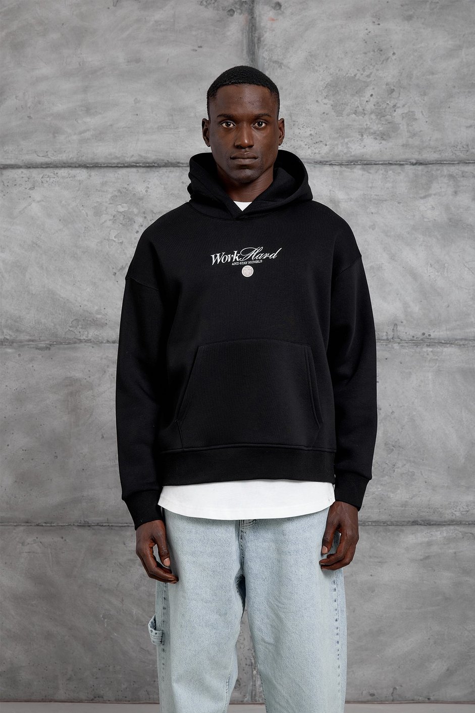 Siyah CAR BASKI KAPÜŞONLU OVERSIZE SWEATSHIRT