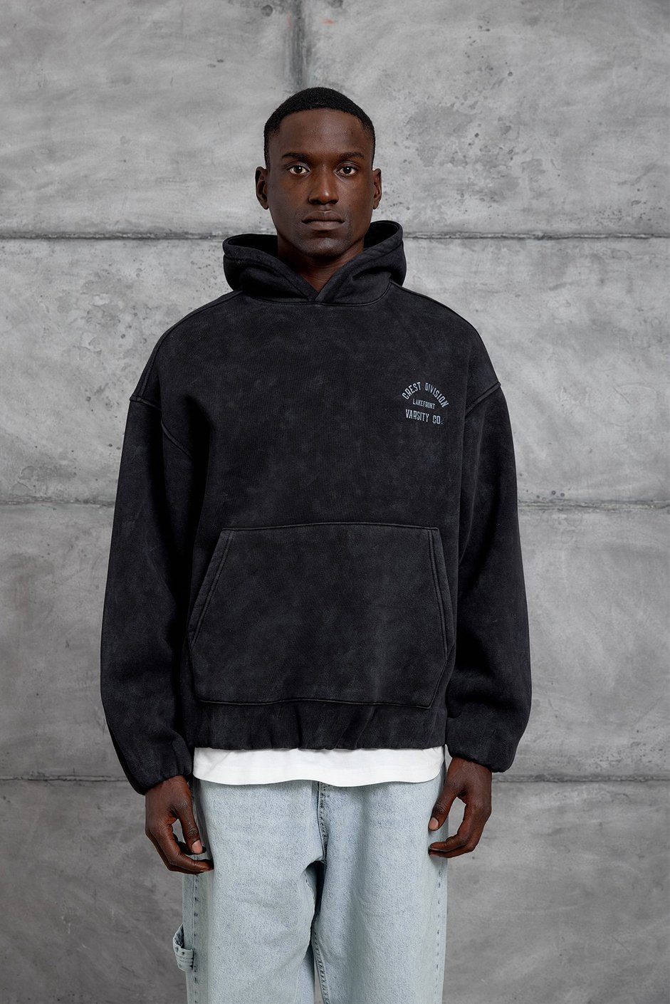 Siyah CRET DIVISION BASKI YIKAMALI OVERSIZE SWEATSHIRT