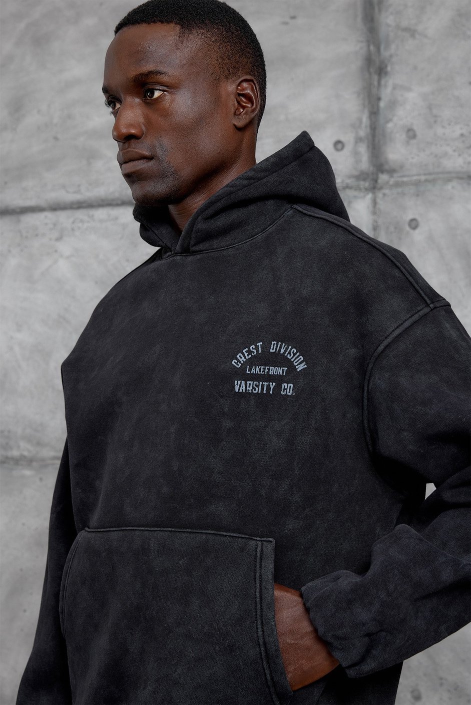 Siyah CRET DIVISION BASKI YIKAMALI OVERSIZE SWEATSHIRT