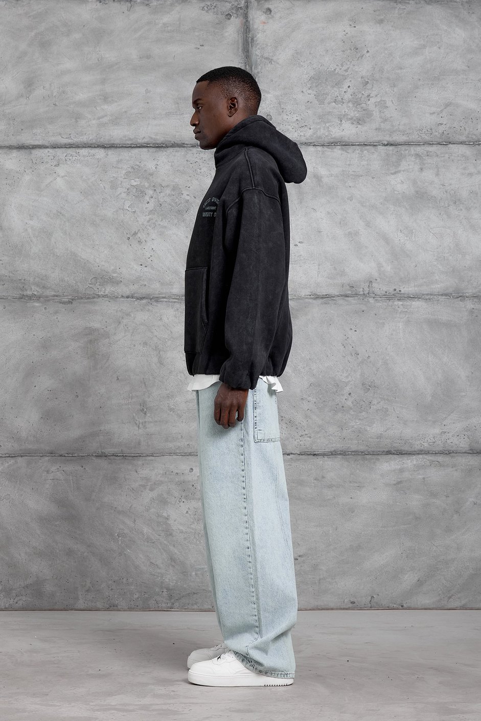 Siyah CRET DIVISION BASKI YIKAMALI OVERSIZE SWEATSHIRT