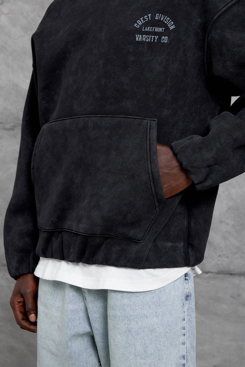 Siyah CRET DIVISION BASKI YIKAMALI OVERSIZE SWEATSHIRT