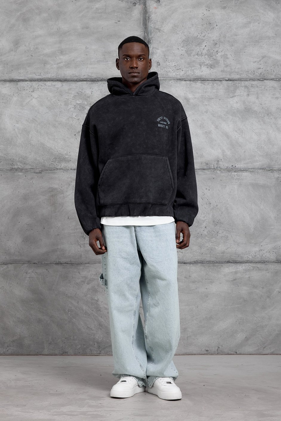 Siyah CRET DIVISION BASKI YIKAMALI OVERSIZE SWEATSHIRT