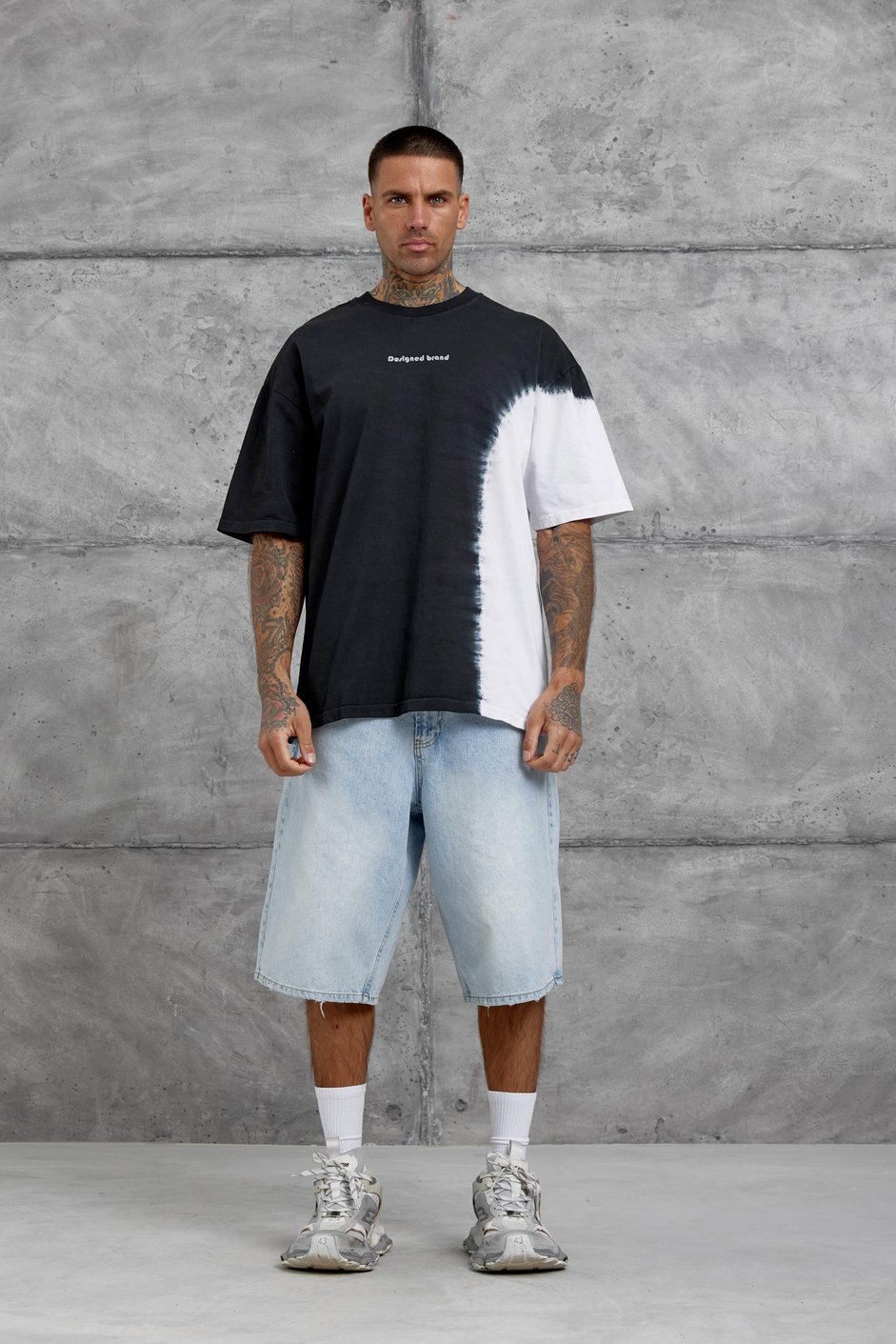 Siyah Desinged Brand Yazılı Oversize Tshirt