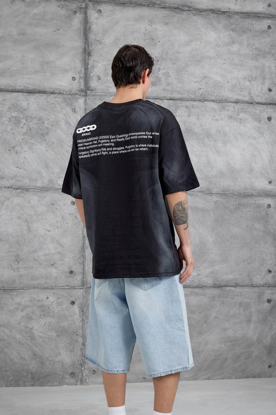 Siyah Dood Yazılı Oversize Tshirt