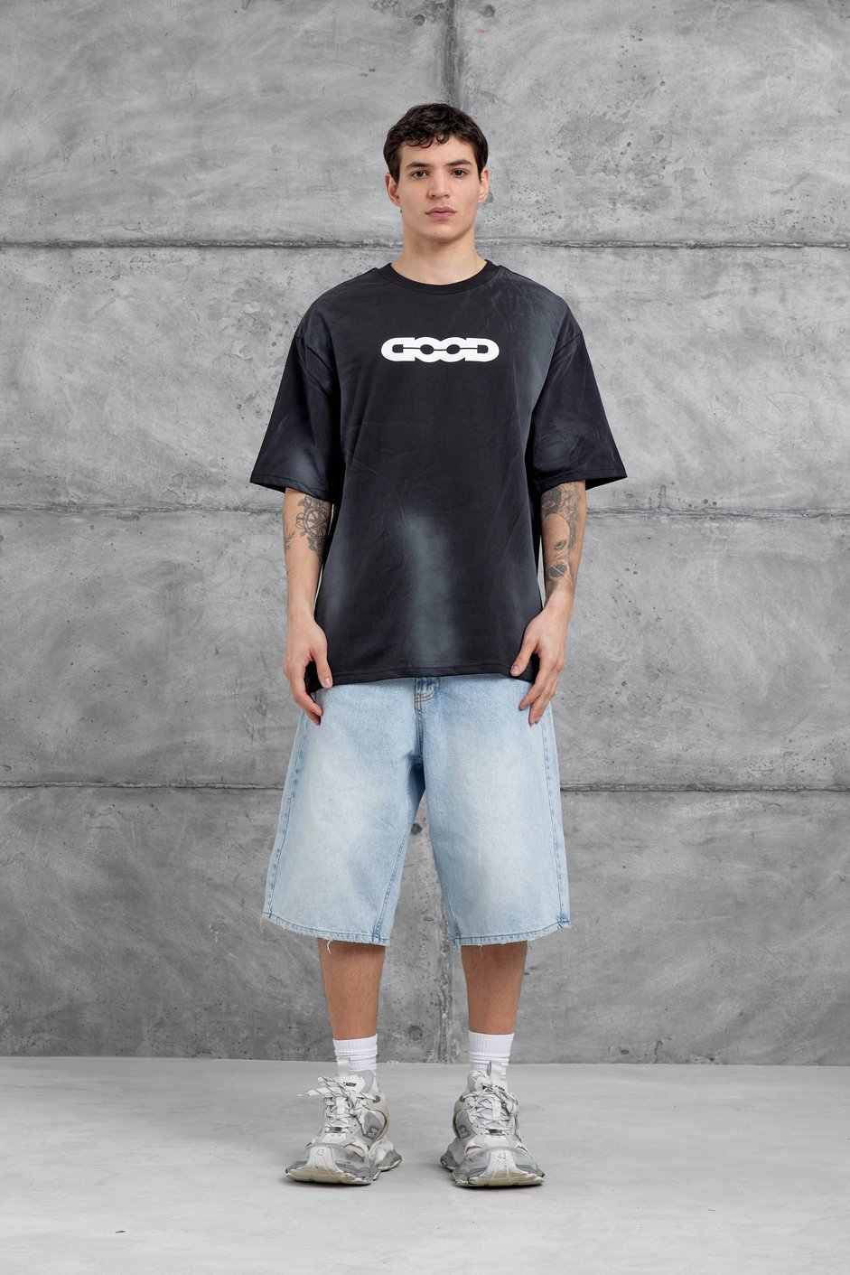 Siyah Dood Yazılı Oversize Tshirt