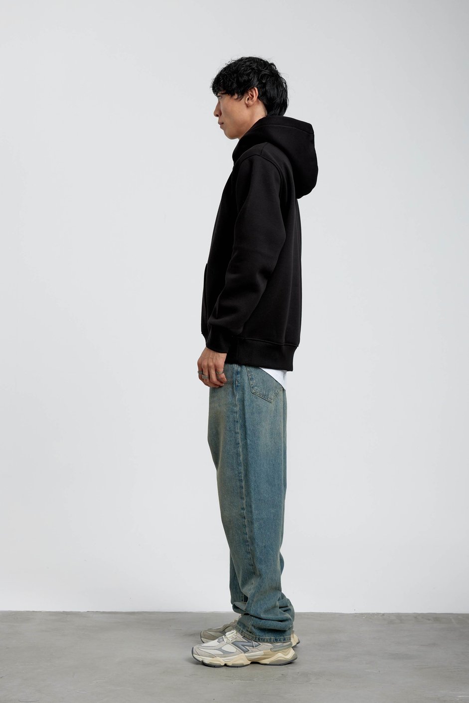 Siyah El Baskılı Kapüşonlu Sweatshirt