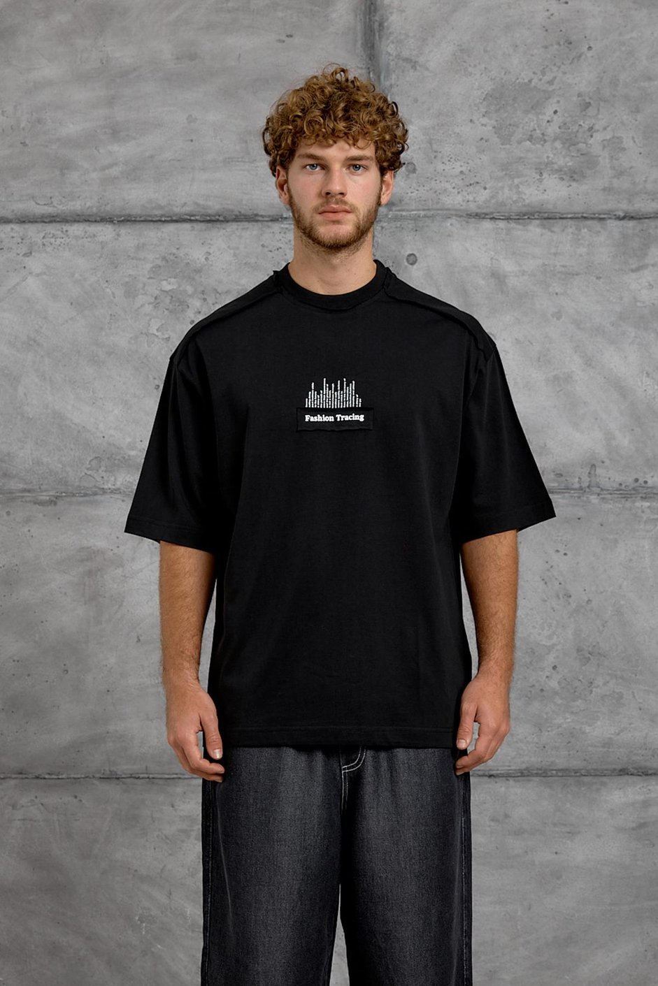 Siyah FASHİON BASKI OVERSIZE TSHIRT