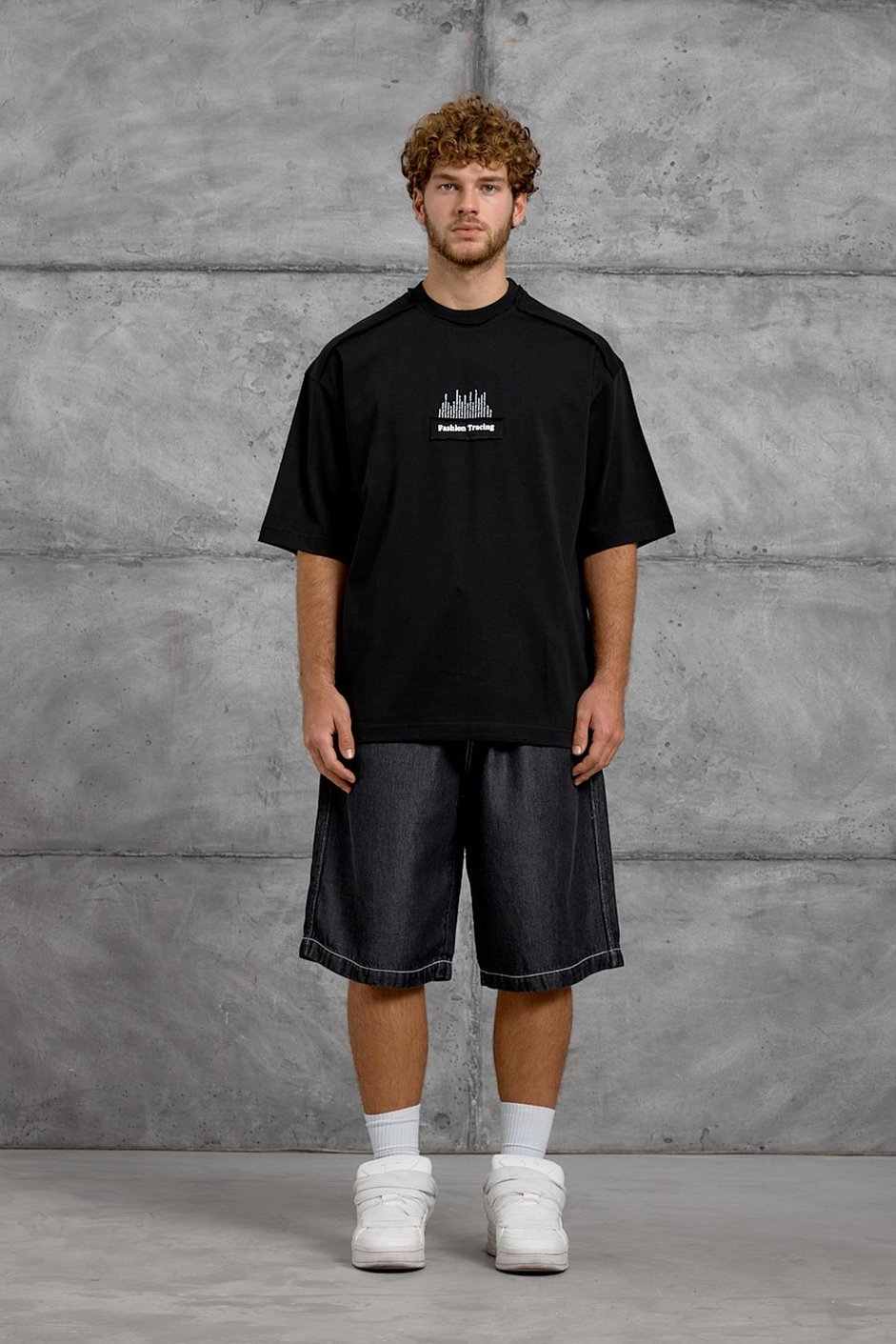 Siyah FASHİON BASKI OVERSIZE TSHIRT