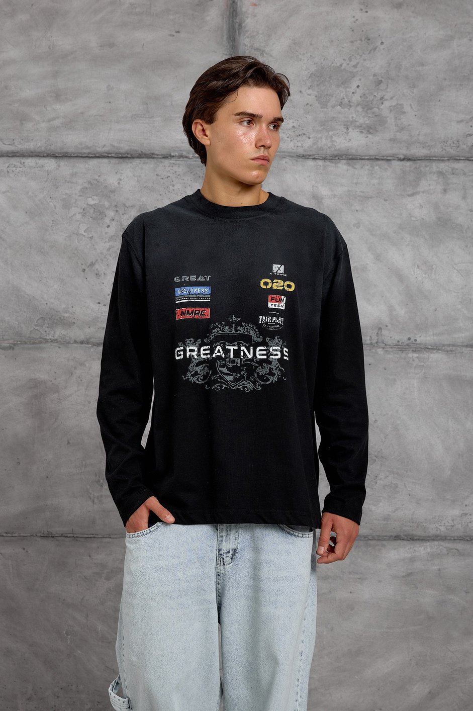 Siyah GREATNESS BASKI OVERSIZE SWEATSHIRT