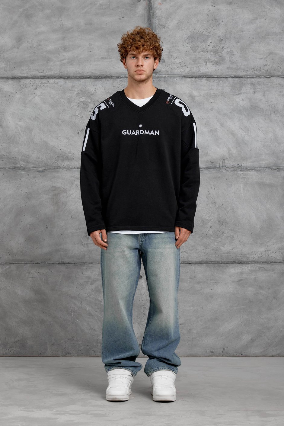 Siyah GUARDMAN BASKILI OVERSİZE SWEATSHİRT
