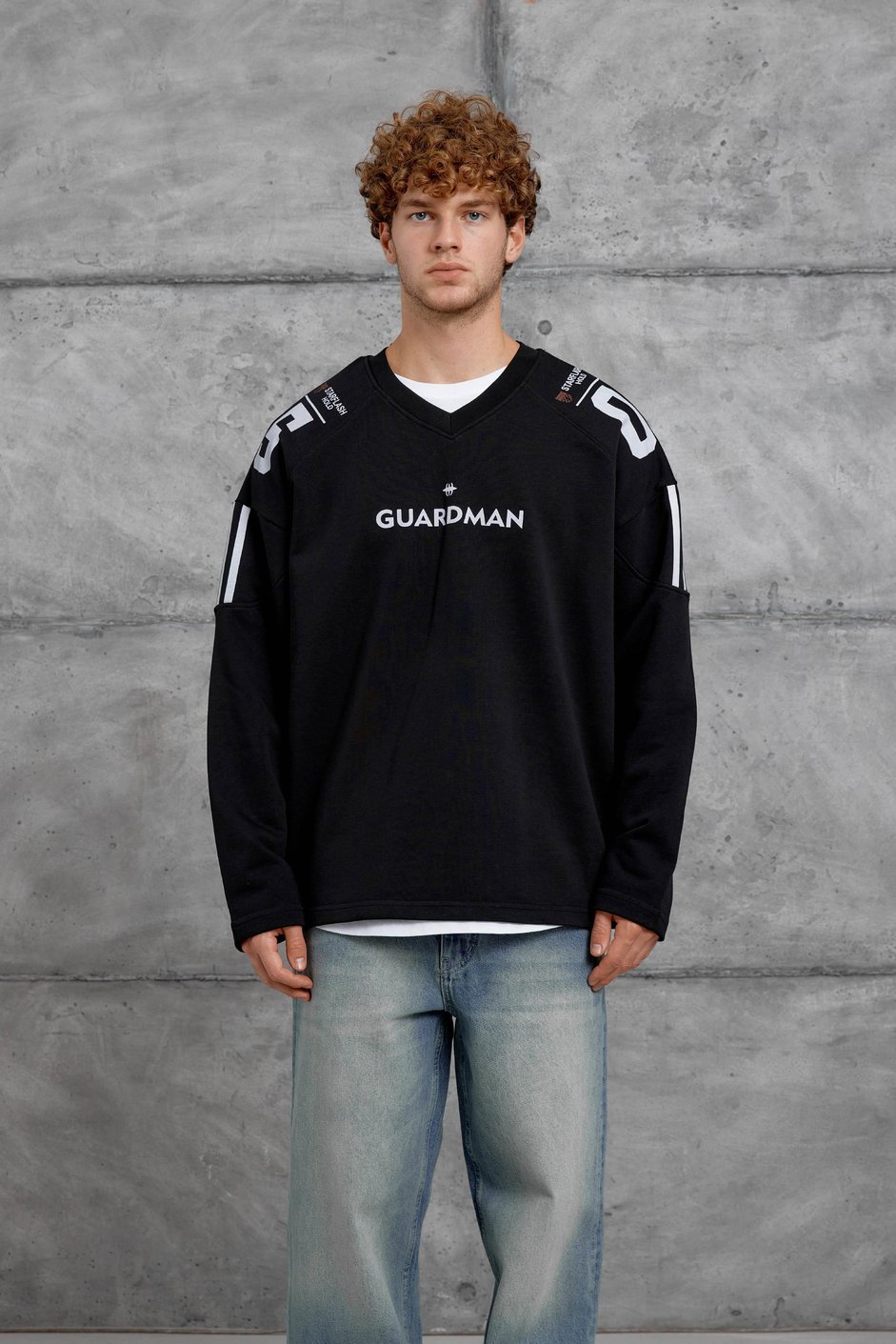 Siyah GUARDMAN BASKILI OVERSİZE SWEATSHİRT