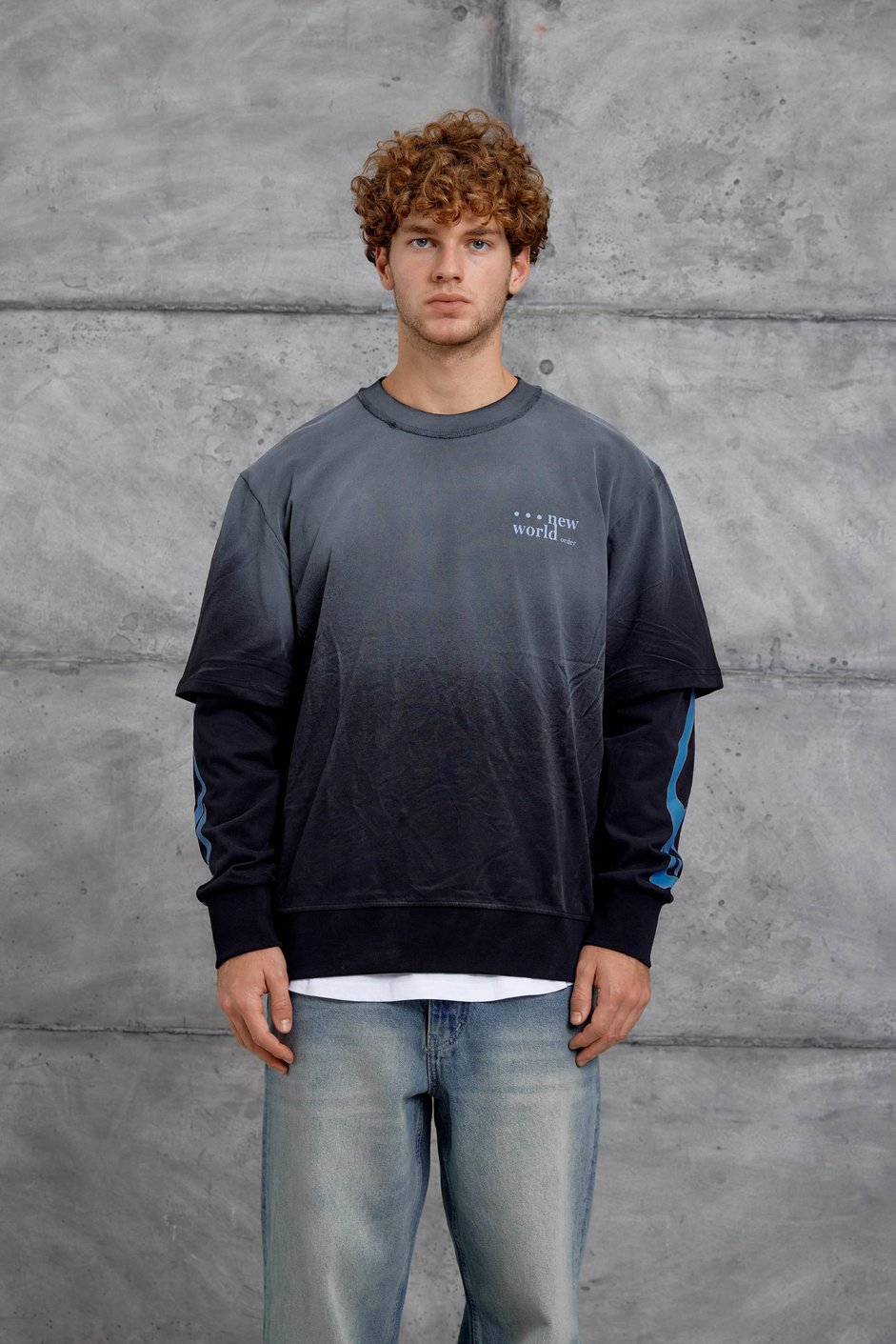 Siyah KOLU ALEV BASKILI OVERSİZE SWEATSHIRT
