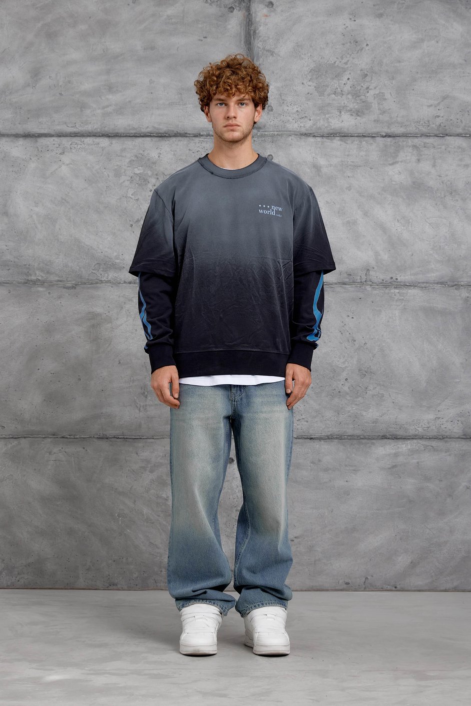 Siyah KOLU ALEV BASKILI OVERSİZE SWEATSHIRT