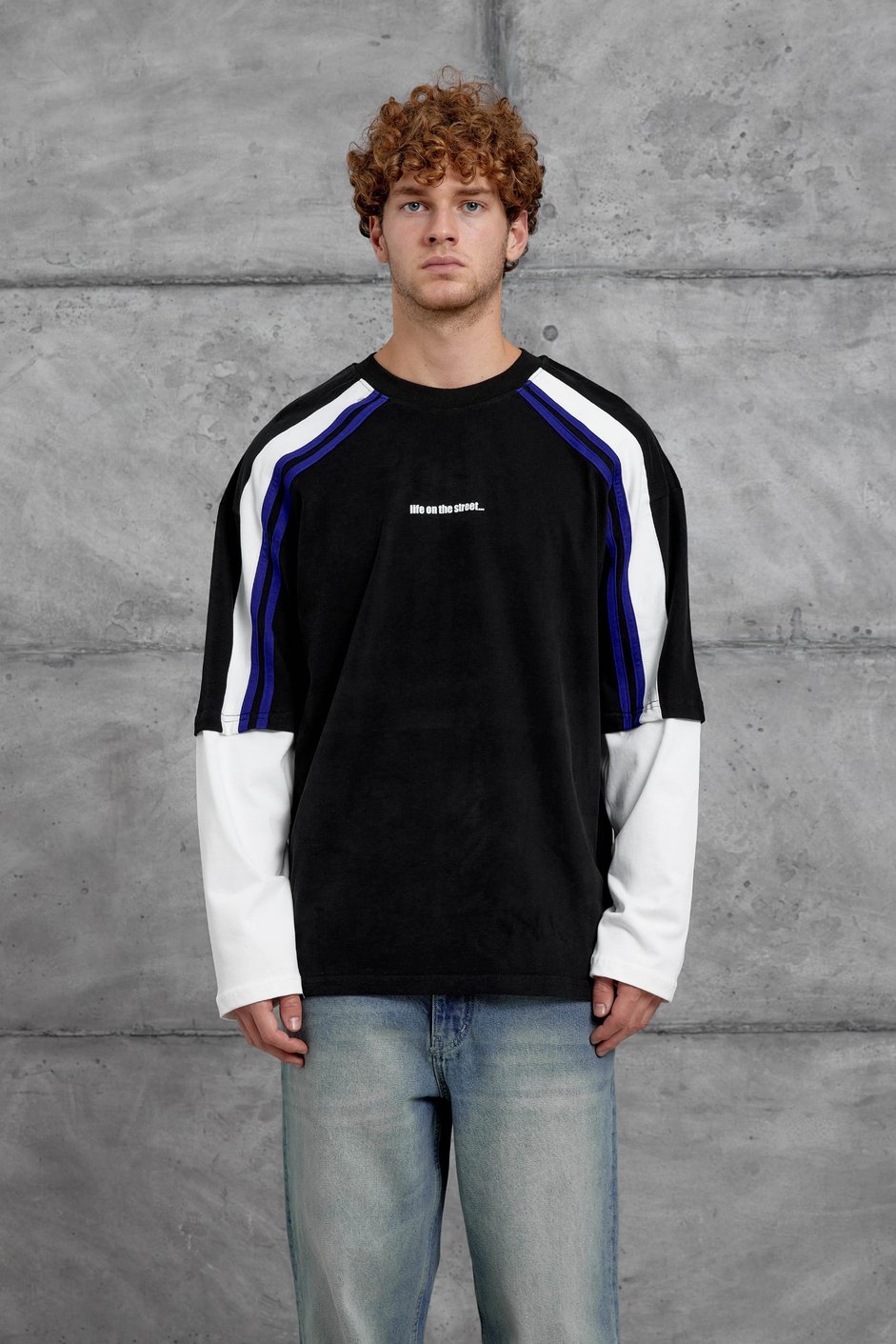 Siyah LİFE ON THE STREET PARÇA KOLLU SWEATSHİRT
