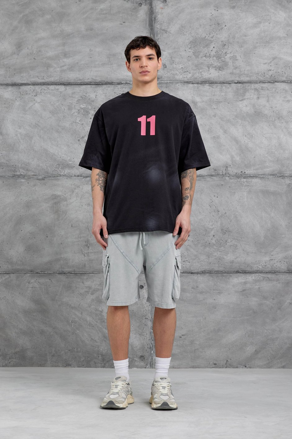 Siyah M11 Yazılı Oversize Tshirt